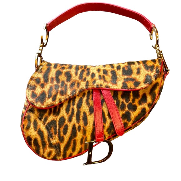 Dior Handbags - CHRISTIAN DIOR fall 2004 leopard pony hair saddle bag, Pristine condition